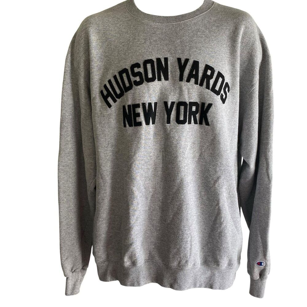 Champion Sweatshirt Mens XL Gray Hudson Yards New York Graphic Fleece Crewneck